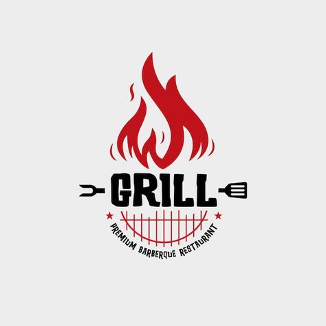 Barbecue Restaurant Logo, Bbq Logos Design, Grill Restaurant Logo Design Ideas, Barbecue Logo Design, Hot Logo Design, Grill Logo Design Ideas, Bbq Logo Design Ideas, Meat Restaurant Logo, Bbq Restaurant Logo