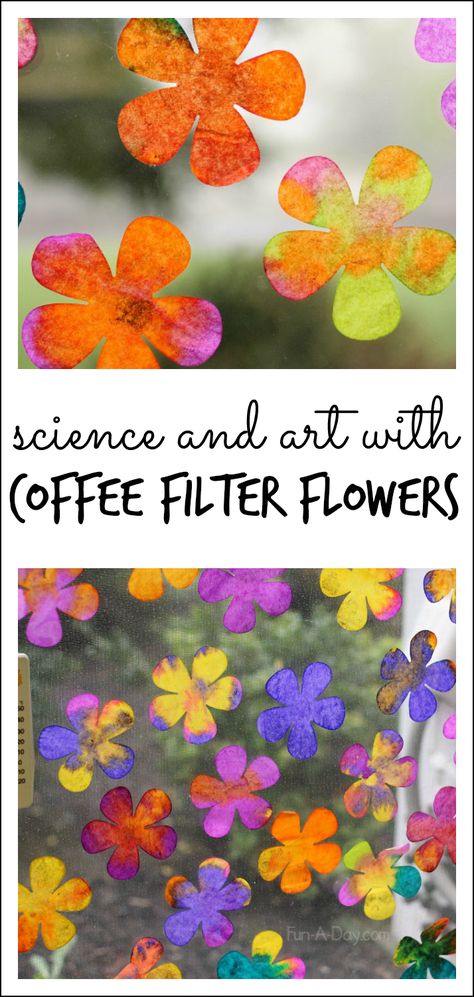 Explore science and art concepts with coffee filter flowers - an awesome process for kids to try Flowers With Coffee, Coffee Filter Art Projects, Coffee Filter Art, Spring Preschool Activities, Coffee Filter Flowers, Art Concepts, Spring Preschool, Spring Fun, Coffee Filters