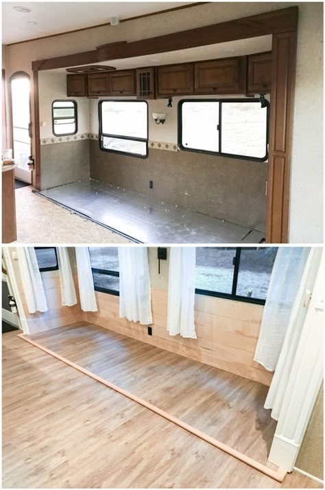 Camper Flooring, Motorhome Remodel, Rv Remodeling, Trailer Renovation, Rv Redo, 5th Wheel Camper, Rv Interior Remodel, Camper Remodeling, Camper Redo