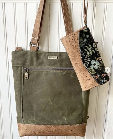 Waxed Canvas Bag Pattern, Wax Canvas Bag, Cork Bag Patterns, Waxed Canvas Bag Diy, Canvas Bag Pattern, Sewn Bags, Cork Bags, Necessary Clutch Wallet, Waxed Canvas Tote Bag