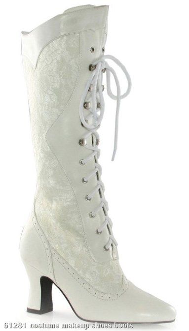 Rebecca Adult Boots Description: You'll be the sexy Southern Belle! A lace-up boot that's perfect for a sexy Southern look, these feminine lace boots White Lace Boots, Country Shoes Boots, Cowgirl Boots Wedding, Womens White Boots, Steampunk Boots, Timeless Boots, Costume Boots, Victorian Boots, Bridal Boots