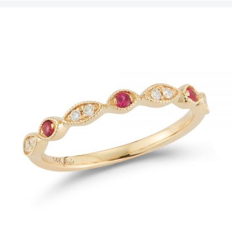 14k Yellow Gold, Diamond And Ruby Wedding Band. Ruby Wedding Ring, Band Rings Women, Ruby Wedding Band, Ruby Wedding Rings, Ruby Bands, Blue Diamond Ring, Ruby Wedding, 5 Rings, Natural Diamond Ring