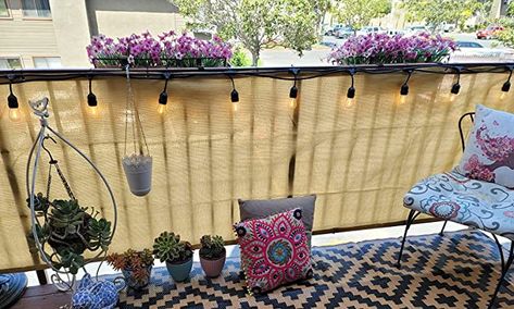 Apartment Patio Privacy, Porch Privacy, Balcony Shade, Apartment Decorating Hacks, Balcony Privacy Screen, Patio Railing, Patio Privacy Screen, Deck Privacy, Outdoor Curtains For Patio