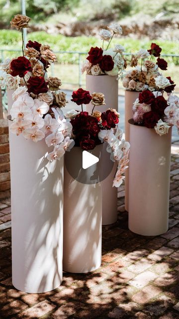 The Flower Farmer & The Florist on Instagram: "Every time I share a video or photo of our textured plinths I get asked where I purchased them from. I actually created them myself 😆 I use them all the time so today I’m sharing how I built these gorgeous plinths so you can too.   They are perfect for wedding work and to use as a prop for your flower photos. 🌷" Cylinder Decor Ideas, Diy Flower Pillars, Diy Floral Pillars, Flower Columns Wedding, Wedding Columns Decor, Diy Pillars Columns, Diy Pillars, Xmas Photography, Wedding Columns