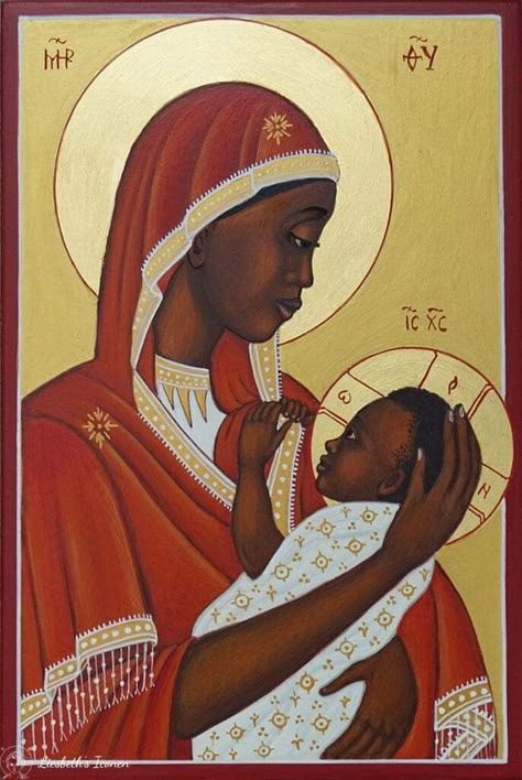 Mary In The Bible, Red Cloak, Black Madonna, Images Of Mary, Black Jesus, Mother Art, Blessed Mother Mary, Child Jesus, Religious Images