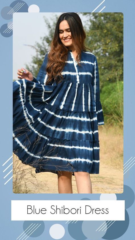 Pakistani Casual Dresses, Shibori Dress, Cotton Dress Pattern, Kurtis Design, Diy Tie Dye Designs, Shibori Designs, Dresses For Ladies, Ikkat Dresses, Dye Techniques