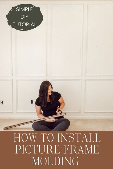 Learn how to install picture frame molding for an accent wall! Measuring tips, spacing, tools you'll need & more. #pictureframemolding #howtoinstallmolding #accentwall #pictureframemoldingaccentwall Wall Moulding Accent Wall, Diy Picture Frame Moulding, How To Frame A Wall, Nursery Accent Wall Paint, Picture Frame Molding Accent Wall, Picture Frame Molding Bedroom, Picture Frame Molding Diy, Diy Picture Frame Molding, Wall Trim Molding