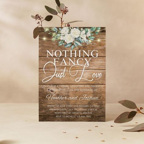 Nothing Fancy Just Love, Reception Only Invitations, Reception Invitation, Intimate Wedding Reception, Elopement Announcement, Wedding Reception Invitations, Wedding Printable, Reception Invitations, Simple Invitation