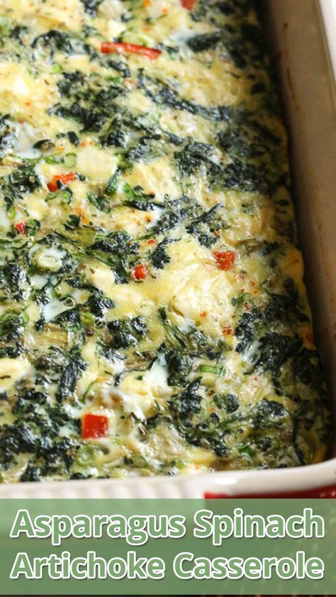 Spinach Artichoke Casserole, Asparagus Casserole Recipes, Artichoke Casserole, Low Carb Comfort Food, Asparagus Casserole, Asparagus Recipes Baked, Artichoke Recipes, Easy Side Dish, Veggie Side Dishes