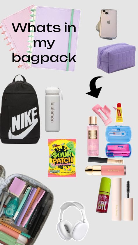 Whats in my bagpack by:me Sour Patch, School Aesthetic, I School, Bagpack, Back To School, Beauty