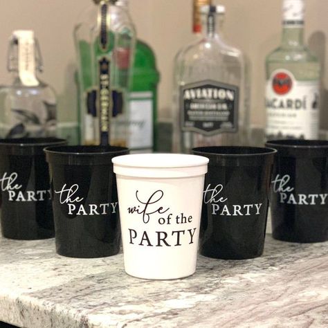 Black Bachelorette Party, White Bachelorette, Bride Cup, Wife Of The Party, Bachelorette Party Cups, Stadium Cups, Bachelorette Party Planning, Bachelorette Themes, Bridal Bachelorette Party