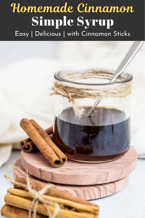 Cinnamon simple syrup with cinnamon sticks - Making a delicious cinnamon syrup (no clumps) at home is super easy! Perfect on pancakes/waffles and in your morning cup of joe! #cinnamon #cinnamonsyrup Cinnamon Simple Syrup, Cinnamon Health Benefits, Cinnamon Benefits, Cinnamon Syrup, Homemade Syrup, Cinnamon Coffee, Cinnamon Flavor, Syrup Recipe, 140 Pounds