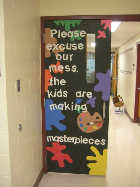 Tales from the Traveling Art Teacher! Art Room Doors, Traveling Art, Art Bulletin Boards, Art Room Posters, Room Door Decorations, Art Classroom Management, Classe D'art, Teacher Art, Teacher Door