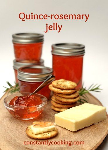 Quince Jelly, Canning Lids, Rosemary Sprigs, Roasted Meat, A Fruit, Fresh Rosemary, Cheese Cloth, Charcuterie Boards, Canning Jars