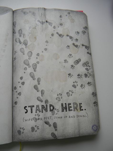 Maybe a Maurader's map take off? "Stand Here" Page #wreckthisjournal Wreak This Journal Pages, Wreck This Journal Everywhere, Keri Smith, Create This Book, Smash Journal, Celebrities Quotes, Wreck This Journal, Art Journal Therapy, Travel Architecture