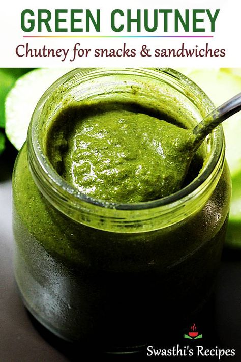 Chutney Varieties, Green Chutney Recipe, Indian Chutney Recipes, Apple Chutney, Cutlets Recipes, Dosa Recipe, Chutney Recipe, Green Chutney, Indian Breakfast