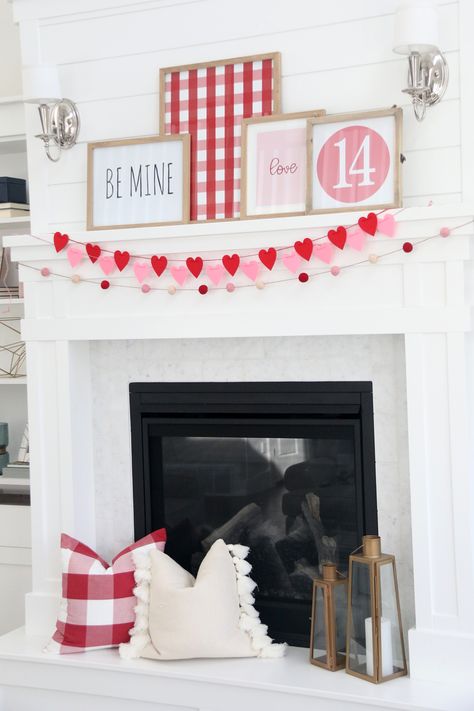 Valentine Mantle Decor, Valentine Mantle, Valentine's Day Decorations, Diy Valentine's Day Decorations, Holiday Mantel, Valentines Decor, Diy Valentines Decorations, Valentines Decorations, Decor Prints