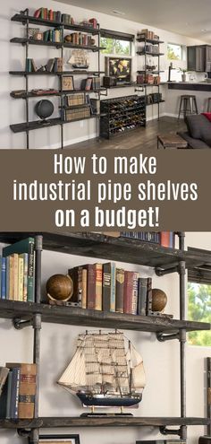 Industrial Diy Decoration Ideas, Diy Industrial Home Decor, Diy Pipe Shelves, Urban Industrial Decor, Pipe Shelving, Industrial Farmhouse Decor, Industrial Diy, Modern Industrial Decor, Industrial Home Design