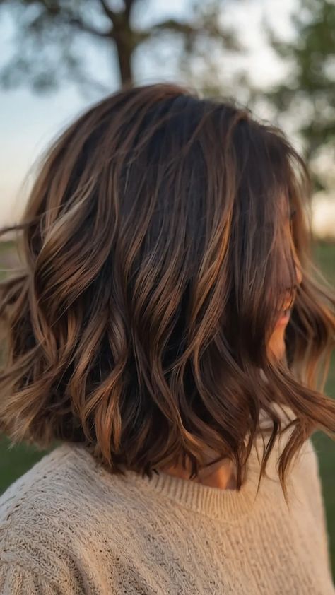 Embrace the Autumn Vibes: 15 Balayage Hair Inspirations - Inspire Inlet Fall Brunette Bob, Light Brown And Auburn Balayage, Autumnal Hair Brunette, Brown Hair With No Red Tones, Medium Brown Fall Hair, Blonde And Auburn Balayage, Autumn Hair Brunette, Black Balayage Hair Caramel, Warm Fall Highlights