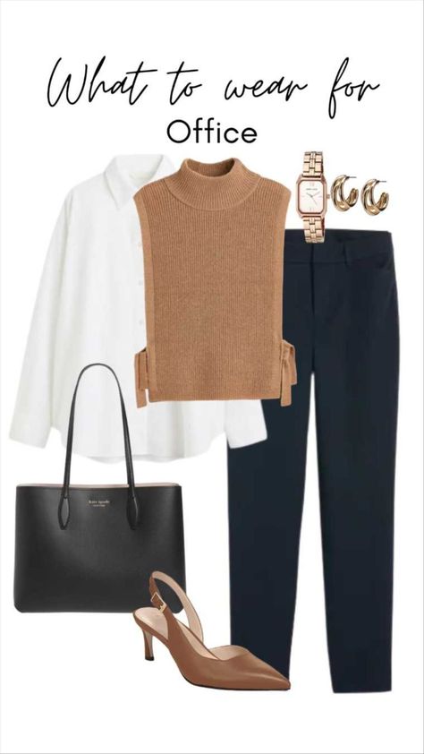 Turtle Neck Outfit Office, Black Pants With Brown Shirt, Black Pants Brown Shoes Women, Rainy Work Outfit Summer, Shirt Pants Shoes Accessories, Black And White Outfits For Work, Tailored Looks For Women, Blue Tailored Pants Outfit, White Button Up Shirt Outfit Work