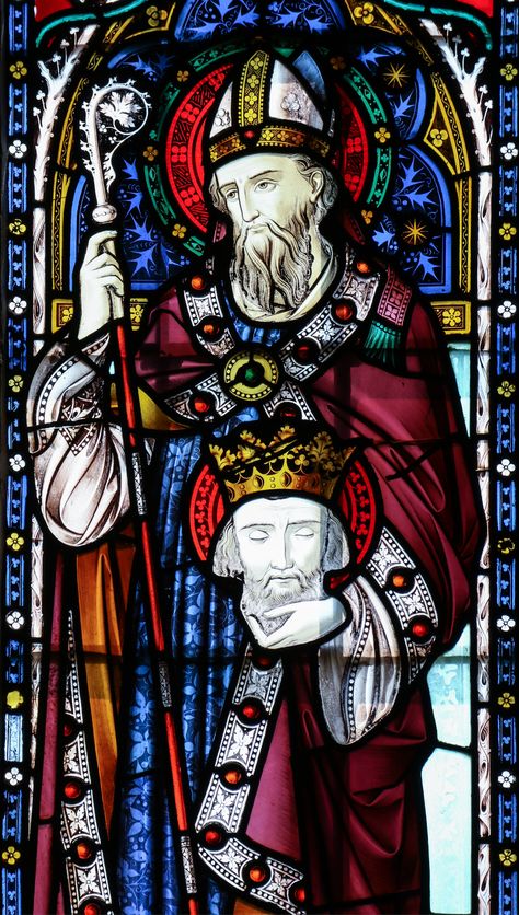 Stained glass St.Cuthbert of Lindisfarne (Lawrence OP/CC) Born about 634,St Cuthbert d.on Farne (Northumberland) on 20 March 687.By tradition a shepherd boy,he became monk and later prior at Melrose.After the Synod of Whitby in 664,he became prior of Lindisfarne,and gradually won over the community to Roman customs.Although zealous in preaching the Gospel,he was most deeply attracted to the life of a hermit,and in 676 left the monastery to live in solitude on the island of Inner Farne. Saint Cuthbert, Preaching The Gospel, St Cuthbert, Northern England, Art Stained, Anglo Saxon, The Gospel, African Art, Vikings