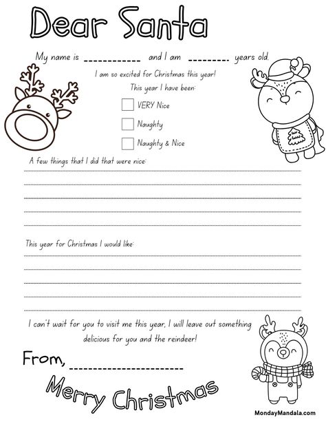 30 Letter To Santa Templates (Free PDF Printables) Santa Letter Printable Template, Letters To Santa Template, Letter To Santa Free Printable, Christmas Tree Sketch, Santa Template, Tree Sketch, Santa Letter Template, Santa Letter Printable, Letters To Santa