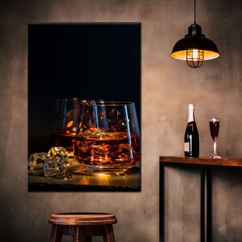 Whiskey Wall, Whiskey Art, Whiskey On The Rocks, Whiskey Lounge, Cocktail Wall Art, Cocktail Wall, Whiskey Bar, Old Fashioned Cocktail, Bar Art