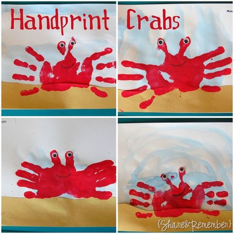 Fun ocean theme activity that involves hand paint! Definitely a favorite activity for kids. And it is personal to them because it involves their individual hands Ocean Unit Preschool, Ocean Theme Preschool, Art Preschool, Aktiviti Kanak-kanak, Preschool Projects, Ocean Activities, Ocean Crafts, Animal Crafts For Kids, Handprint Crafts