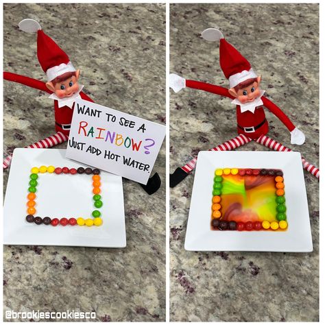 Elf On The Shelf Skittles, Elf On The Shelf Pet Ideas, Funny Christmas Ideas, Elf Idea, Tooth Fairy Ideas, Elf Ideas Easy, Elf Cookies, Elf Pets, Elf Of The Shelf