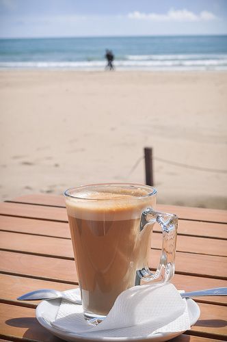 Coffee By The Beach, Iced Coffee With Instant Coffee, Coffee With Instant Coffee, Coffee And Beach, Coffee On The Beach, Portuguese Dishes, Coffee With A View, Travel Invitation, Love Is A Journey