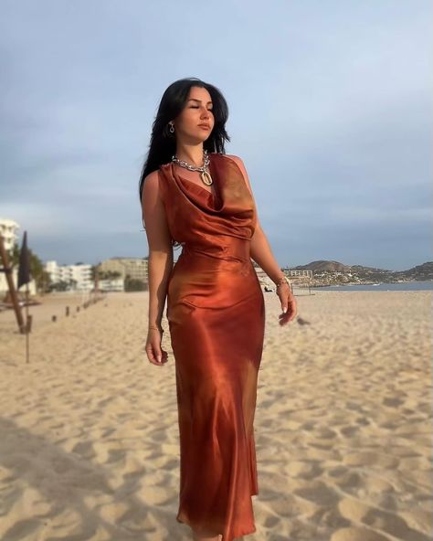 The perfect vacation dress doesn't exi- jk it does @micas.official 🧡🫶🏽 Luxury Brown Maxi Dress, Brown V-neck Maxi Dress For Beach, Luxury Pre-draped Summer Maxi Dress, Resort V-neck Beachwear Maxi Dress, Luxury Brown V-neck Maxi Dress, Vacation Dress, Vacation Dresses, May 7, Dresses