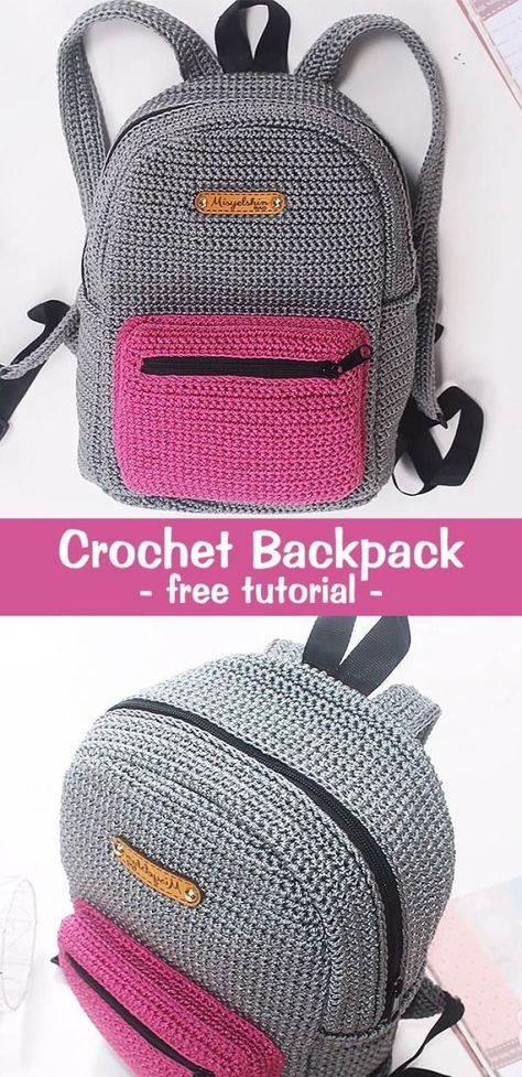 20+ Creative DIY Backpack Ideas & Projects (With Tutorials) For 2020 Smart Backpack, Crochet Backpack Pattern, Mochila Crochet, Backpack For School, Crochet Mignon, Confection Au Crochet, Crochet Backpack, Crochet Bag Tutorials, Crochet Braid Styles