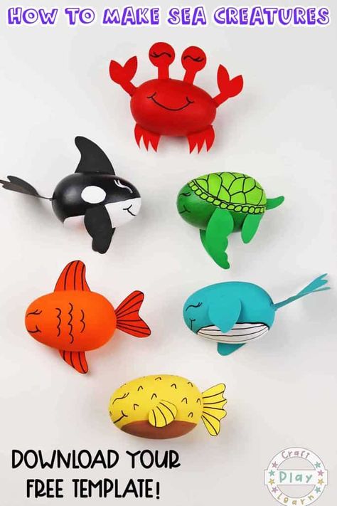 Amazing Ocean Animal Crafts For Kids - Craft Play Learn Ocean Craft, Ocean Animal Crafts, Crab Crafts, Whale Crafts, Turtle Crafts, Ocean Kids, Easter Egg Designs, Fish Crafts, Ocean Crafts