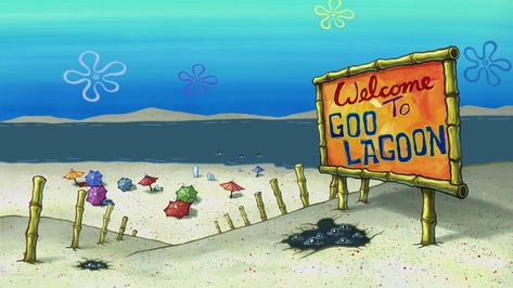 Spongebob At The Beach, Spongebob Scenery Wallpaper, Spongebob Scenery, Spongebob Collage, Spongebob Beach, Goo Lagoon, Spongebob Music, Jellyfish Fields, Spongebob Drawing