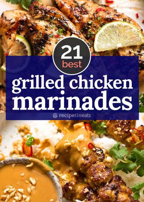 BEST Grilled Chicken marinades Grilled Chicken Marinades, Chicken On The Bbq, Asian Marinade For Chicken, Curry Marinade, Best Grilled Chicken Marinade, Mexican Grilled Chicken, Bbq Chicken Marinade, Chicken Doner, Best Grilled Chicken