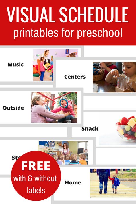 Free Printable Visual Schedule For Preschool - No Time For Flash Cards Free Printable Visual Schedule, Preschool Schedule Cards, Printable Visual Schedule, Visual Schedule Printable, Visual Schedule Preschool, Preschool Behavior, Picture Schedule, Preschool Schedule, Classroom Schedule