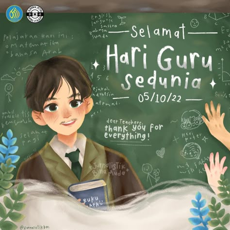 Hari Guru Sedunia, Canvas Poster Design, Poster Hari Guru Aesthetic, Guru Drawing, Hari Guru Poster, Poster For School, Poster Art Ideas, Font Canva Lettering, Book Illustration Design