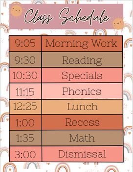 8 subject Class Schedule to handout to parents or keep in student's binders to help them remember what the daily routine is. The times and subjects are completely editable on Google Slides. Collage Schedule, Classroom Daily Schedule, High School Schedule, Student Binders, Classroom Schedule, School Schedule, Class Schedule, Daily Schedule, Morning Work