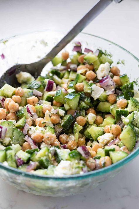 Cucumber Chickpea Salad with Feta Lemony Chickpea Salad, Feta Cucumber Pasta Salad, Chickpea And Cucumber Salad, Chickpea Feta Cucumber Salad, Cucumber And Chickpea Salad, Chickpea Cucumber Feta Salad, Chickpea Cucumber Salad, Chickpea Salad With Feta, Cucumber Chickpea Salad