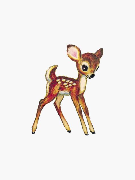 "Vintage Deer" Sticker by BellaBellaVibe | Redbubble Deer Cartoon, Deer Drawing, Deer Illustration, Deer Tattoo, Deer Painting, Sticker Transparent, Deer Art, Vintage Deer, Vintage Drawing