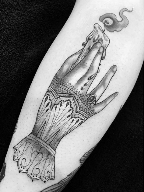 Victorian hand tattoo by Miss Juliet #MissJuliet #hand #victorian #lace #tears #candle - Top 10 Cities to Get Tattooed In #SanFrancisco #tattooidea #tattoo #tattooart #vacation #travel #top10 #top10cities #gettattooed | Nov 11th 2019 | 1234296 Victorian Hand Tattoo, Hand Tattoo Images, Victorian Tattoo, Lace Tattoo Design, Hands Tattoo, Candle Tattoo, Hand And Finger Tattoos, Victorian Hand, Incredible Tattoos