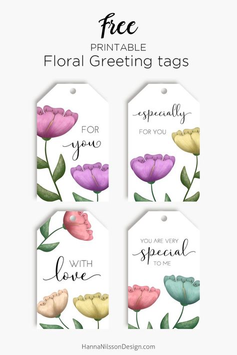 Watercolor floral gift tags – Hanna Nilsson Design Seasonal Printables, Gratis Printables, Gift Tags Birthday, Idee Cricut, Free Printable Gifts, Free Printable Gift Tags, Birthday Gift Tags, Ge Bort, Gift Tags Diy