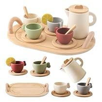 Kids Play Kitchen Accessories, Toddler Tea Set, Tea Party Toys, Afternoon Tea At Home, Kids Kitchen Accessories, Play Tea Set, Wooden Tea Set, Childrens Tea Sets, Tea Party Set