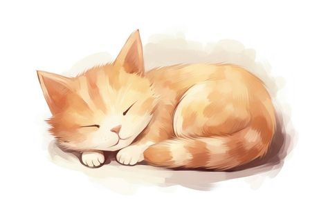 Cute Sleeping Cat Drawing, Sleeping Cats Illustration, Sleepy Cat Drawing, Cat Sleeping Drawing, Kittens Drawing, Sleeping Cat Illustration, Sleep Cartoon, Inktober Inspiration, Random Reference