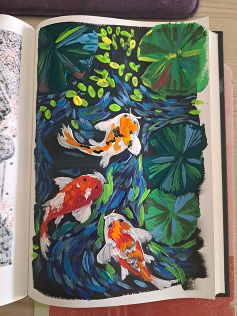 Jelly Gouache Art, Jelly Gouache Painting Ideas, Jelly Gouache Painting, Jelly Gouache, Koi Painting, Balcony Gardening, Art Motivation, Product Inspiration, Whimsical Paintings