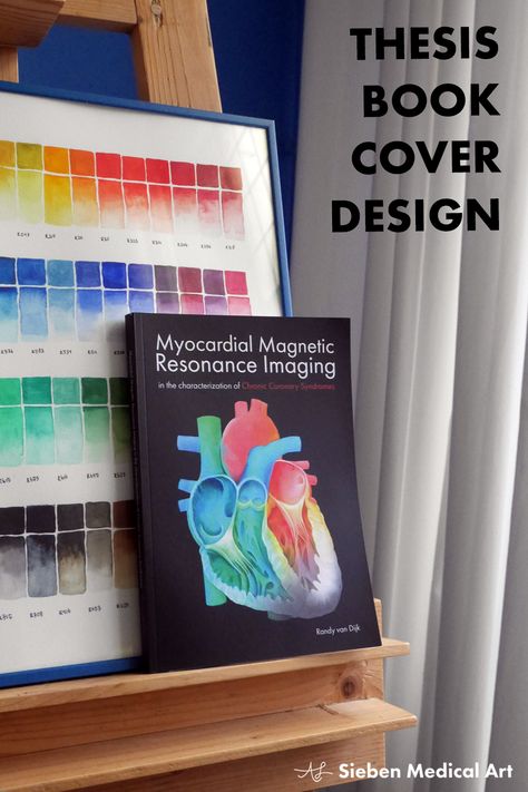 Thesis book cover design for Randy van Dijk: Myocardial Magnetic Resonance Imaging in the characterization of Chronic Coronary Syndromes. A matching bookmark, invitation and theses page were designed, as well as a different rendition of the illustration to be used on chapter pages. High quality art prints of the illustration were also made. || cardiology || PhD Thesis inspiration || graphic design || Ontwerp kaft promotie || proefschrift omslag ontwerp || proefschrift kaft || illustratie PhD Thesis Book Cover, Bookmark Invitation, Science Visualization, Thesis Inspiration, Medical Student Study, Medical School Inspiration, Magnetic Resonance Imaging, Magnetic Resonance, Medical Art