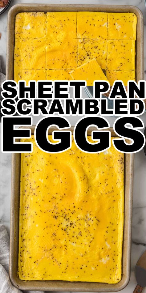 Sheet Pan scrambled eggs is the easiest way to make eggs for making breakfast sandwiches. Baked scrambled eggs are also the perfect way to make eggs for a crowd! Eggs For Sandwiches, Sheet Pan Scrambled Eggs, Eggs For Breakfast Sandwiches, Baked Scrambled Eggs, Scrambled Egg Bake, Baked Hard Boiled Eggs, Oven Scrambled Eggs, Ways To Make Eggs, Eggs In Oven