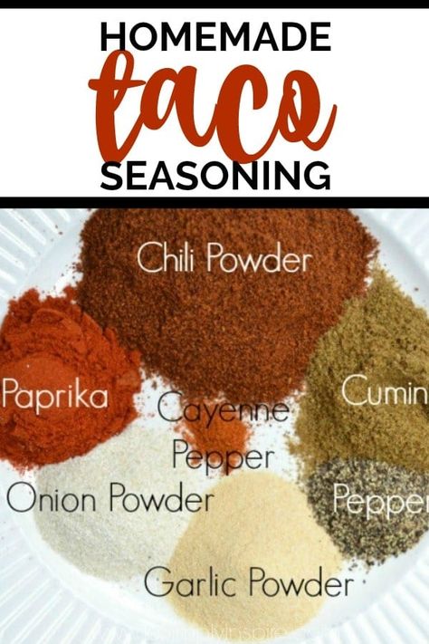 Spice up your taco night with this Homemade Taco Seasoning recipe! Made with a blend of chili powder, cumin, garlic powder, and more, this seasoning will give your tacos a delicious and authentic taste. Best of all, you can make it in just a few minutes using ingredients you probably already have on hand. Taco Homemade, Taco Seasoning Easy, Taco Seasoning Mix Recipe, Low Carb Taco Seasoning, Diy Seasonings, Diy Taco Seasoning, Keto Taco Seasoning, Make Taco Seasoning, Taco Salat