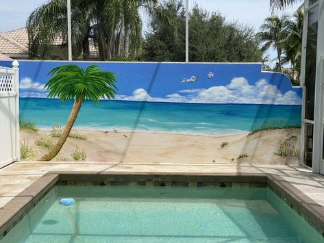 Beach Murals, Wall Murals Painted Diy, Beach House Flooring, Faux Finish Painting, Exterior Murals, Beach Wall Murals, Beach Scene Painting, Beach Mural, Sea Artwork