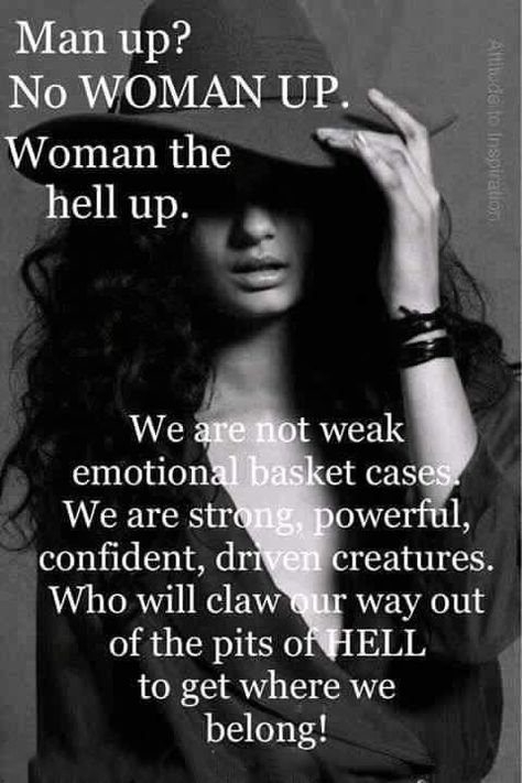 🌟Hey there, beautiful souls! Today, we want to remind you of just how amazing and powerful you are!💪 🙅‍♀️There's a common phrase that you might have heard before: "Man up." Well, we're here to tell you that it's time to flip that phrase on its head.👩‍🦱 👊Ladies, it's time to "Woman up" and show the world just how strong and capable we are. We're not weak, emotional basket cases. We're warriors who can overcome any obstacle in our path.🔥 🌈So let's band together and lift each other up. Let's ... Strong Women Quotes, Man Up, Badass Quotes, Quotes About Moving On, Queen Quotes, Boss Babe, Woman Quotes, Strong Women, The Words